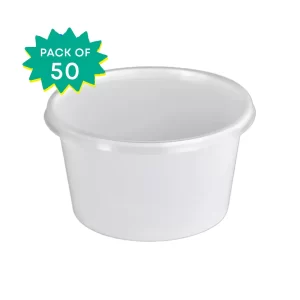 SriSri - Round Container, 250 ml, White with Lid (Pack of 50)