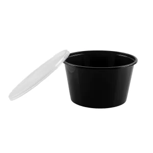 Bhagat - Round Container, 500 ml, Black with Lid (Pack of 50)