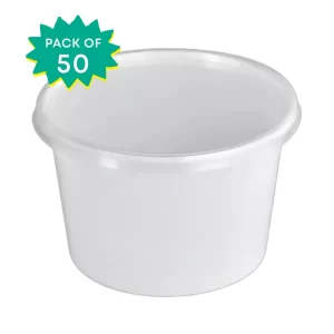 SriSri - Round Container, 500 ml, White with Lid (Pack of 50)