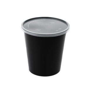 Bhagat - Round Container, 1000 ml, Black with Lid (Pack of 50)