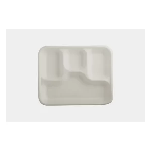 11 Inch 4 Compartment Bagasse (4CP) Square Plate (Pack of 25)