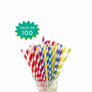Coloured Paper Straws, 6 mm x 197 mm (Pack of 100)