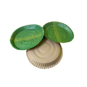Green Paper Plates Ecofriendly-Disposable Coated Paper Plates Thali Green (Pack of 25)