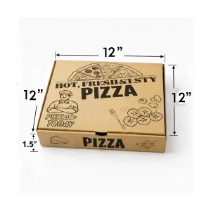 Corrugated Pizza Boxes (12 x 12 x 1.5 inch, Brown, Pack of 50)