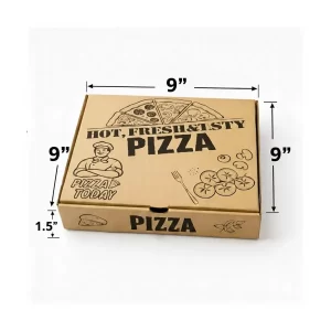 Corrugated Pizza Boxes (9 x 9 x 1.5 inch, Brown, Pack of 50)
